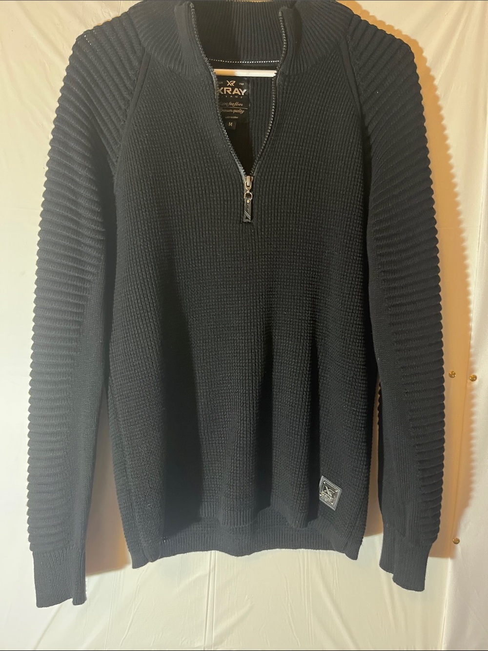 Xray Jeans Men’s Black Quarter-Zip Knit Sweater